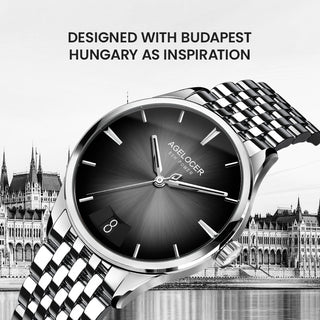 AGELOCER Budapest-Serie Herrenuhren, automatische mechanische Uhren mit Farbverlaufszifferblatt 