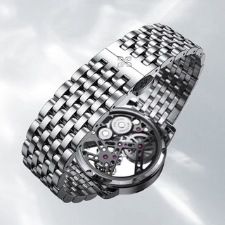 AGELOCER Original Hollow Free-sprung Balance Flying Tourbillon Mechanical Watches Men Manual Winding Casual Stainless Steel