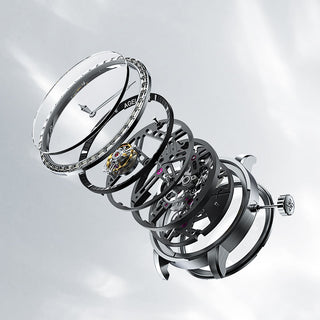 AGELOCER Original Luxury Hollow Free-sprung Balance Flying Tourbillon Watch -Zircon Version