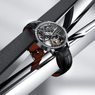 AGELOCER Original Luxury Hollow Free-sprung Balance Flying Tourbillon Watch -Zircon Version