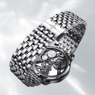 Manuelle mechanische Herrenuhren der AGELOCER Tourbillon-Serie – Stahlband-Zirkon-Version 