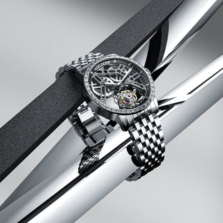 Manuelle mechanische Herrenuhren der AGELOCER Tourbillon-Serie – Stahlband-Zirkon-Version 