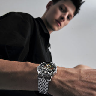 Manuelle mechanische Herrenuhren der AGELOCER Tourbillon-Serie – Stahlband-Zirkon-Version 
