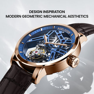 AGELOCER Original Free-sprung Flying Tourbillon Manual Winding Skeleton Mechanical Watch