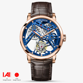 AGELOCER Original Skeleton Free-sprung  Balance Flying Tourbillon Manual Winding Tourbillon Watch(US Warehouse)